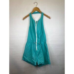 Urban Outfitters Size Medium Turquoise Blue Nylon Halter Zip Romper NWT $69